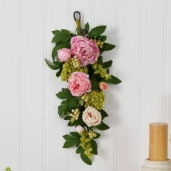 24 In. Artificial Mixed Peony And Hydrangea Teardrop 14 24 In. Artificial Mixed Peony And Hydrangea Teardrop -Artificial nearly natural artificial flowers 4540 fa 1000