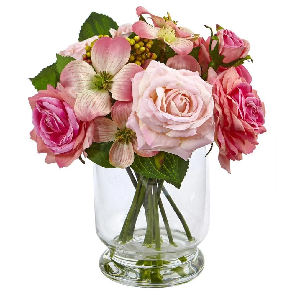 10 In. Artificial Rose And Berry Arrangement 3 10 In. Artificial Rose And Berry Arrangement