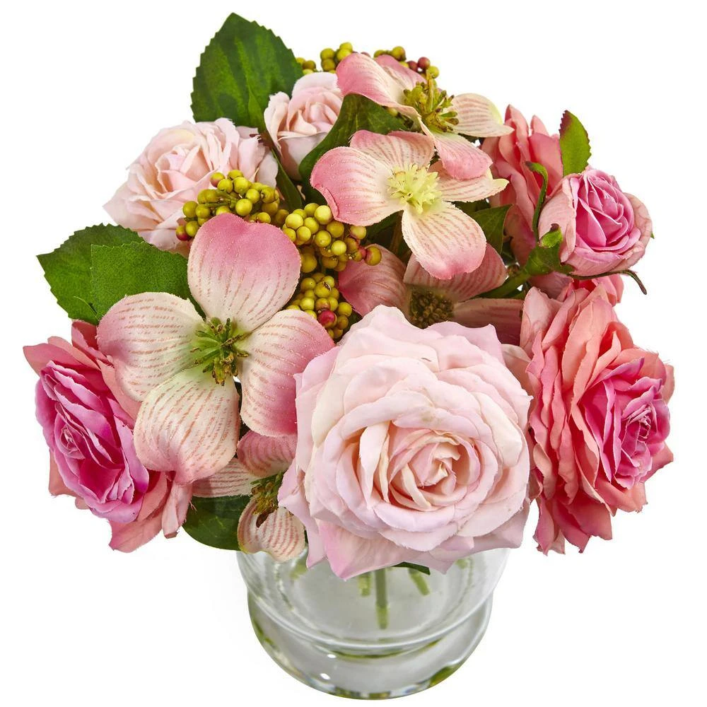 10 In. Artificial Rose And Berry Arrangement 4 10 In. Artificial Rose And Berry Arrangement - Image 2