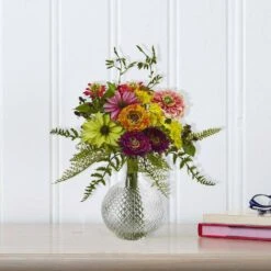 15 In. Artificial Mixed Flower In Glass Vase 7 15 In. Artificial Mixed Flower In Glass Vase -Artificial nearly natural artificial flowers 4585 31 1000