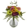 15 In. Artificial Mixed Flower In Glass Vase 1 15 In. Artificial Mixed Flower In Glass Vase -Artificial nearly natural artificial flowers 4585 64 1000