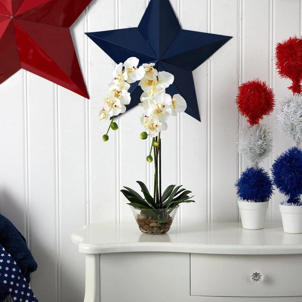 Double Phalaenopsis With Glass Vase Silk Flower Artificial Arrangement 9 Double Phalaenopsis With Glass Vase Silk Flower Artificial Arrangement - Image 7