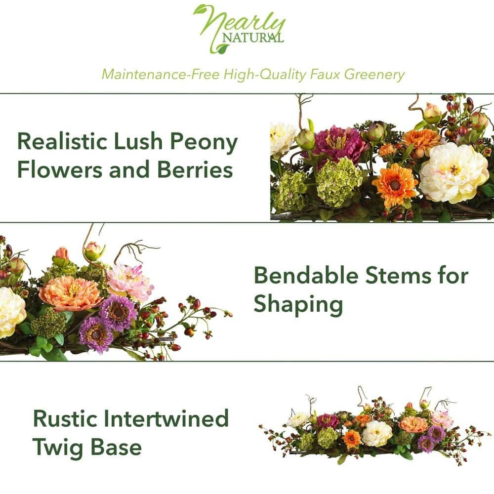 3 Ft. Artificial Peony Centerpiece Silk Flower Arrangement 4 3 Ft. Artificial Peony Centerpiece Silk Flower Arrangement - Image 2