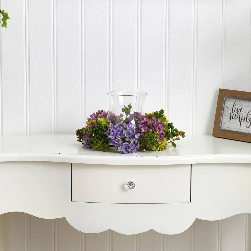 7 In. Artificial H Pastel Mixed Hydrangea Candelabrum Silk Arrangement 6 7 In. Artificial H Pastel Mixed Hydrangea Candelabrum Silk Arrangement - Image 4