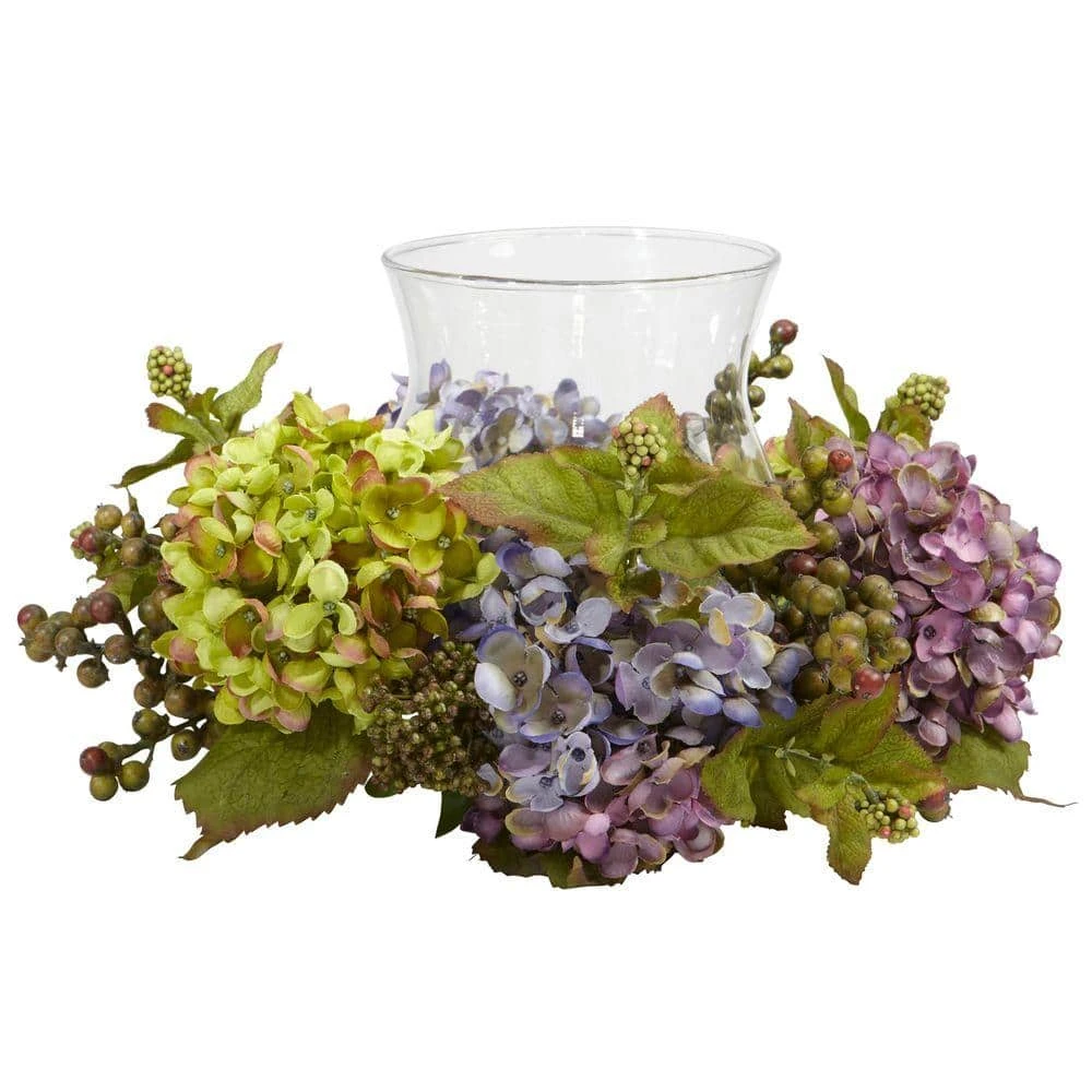 7 In. Artificial H Pastel Mixed Hydrangea Candelabrum Silk Arrangement 3 7 In. Artificial H Pastel Mixed Hydrangea Candelabrum Silk Arrangement