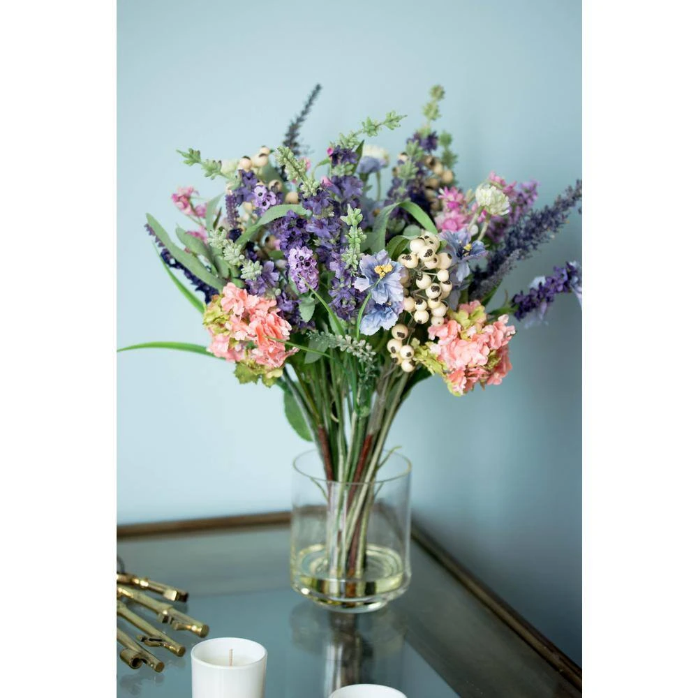 16 In. Artificial H Assorted Lavender And Hydrangea Silk Flower Arrangement 4 16 In. Artificial H Assorted Lavender And Hydrangea Silk Flower Arrangement - Image 2