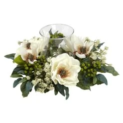 6.5 In. Artificial H White Magnolia Candelabrum Silk Flower Arrangement 8 6.5 In. Artificial H White Magnolia Candelabrum Silk Flower Arrangement -Artificial nearly natural artificial flowers 4794 c3 1000