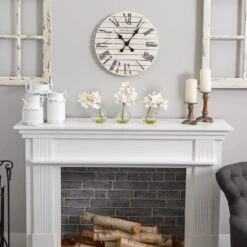 8 In. Artificial H White Cymbidium With Vase Silk Flower Arrangement (Set Of 3) -Artificial nearly natural artificial flowers 4797 1f 1000