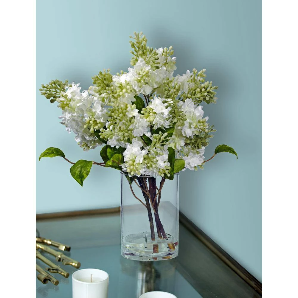 15 In. Artificial H White Lilac Silk Flower Arrangement 17 15 In. Artificial H White Lilac Silk Flower Arrangement - Image 15