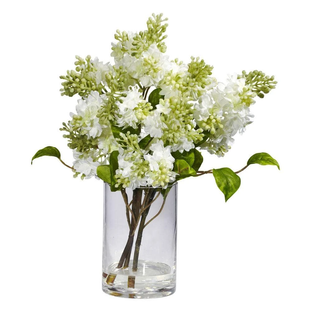 15 In. Artificial H White Lilac Silk Flower Arrangement 3 15 In. Artificial H White Lilac Silk Flower Arrangement
