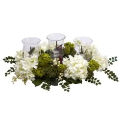9.5 In. Artificial H White Snowball Hydrangea Triple Candelabrum 8 9.5 In. Artificial H White Snowball Hydrangea Triple Candelabrum -Artificial nearly natural artificial flowers 4806 c3 1000