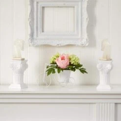 9.5 In. Artificial H Pink Peony And Hydrangea Tricycle Silk Flower Arrangement 6 9.5 In. Artificial H Pink Peony And Hydrangea Tricycle Silk Flower Arrangement -Artificial nearly natural artificial flowers 4807 c3 1000