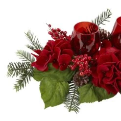 4 In. Artificial Triple Hydrangea Red Candelabrum 12 4 In. Artificial Triple Hydrangea Red Candelabrum -Artificial nearly natural artificial flowers 4876 1f 1000