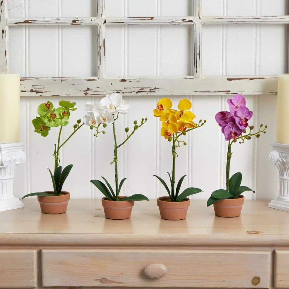 Artificial Phalaenopsis Orchid With Clay Vase (Set Of 4) 9 Artificial Phalaenopsis Orchid With Clay Vase (Set Of 4) - Image 7