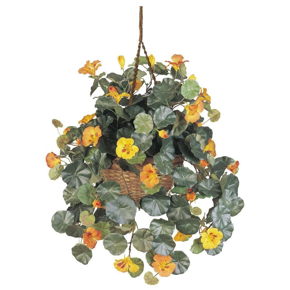 Artificial Nasturtium Hanging Basket Silk Plant 6 Artificial Nasturtium Hanging Basket Silk Plant - Image 4