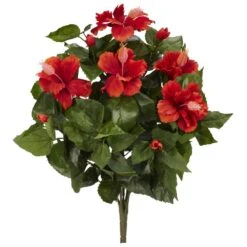Indoor 20 In. Hibiscus Artificial Plant (4-Set)