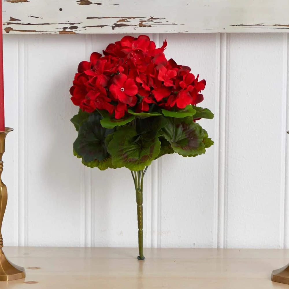 UV Resistant Indoor/Outdoor Geranium Artificial Bush (Set Of 4) 6 UV Resistant Indoor/Outdoor Geranium Artificial Bush (Set Of 4) - Image 4