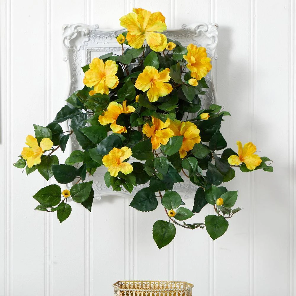 Indoor 24 In. Hibiscus Hanging Artificial Plant (2-Set) 5 Indoor 24 In. Hibiscus Hanging Artificial Plant (2-Set) - Image 3
