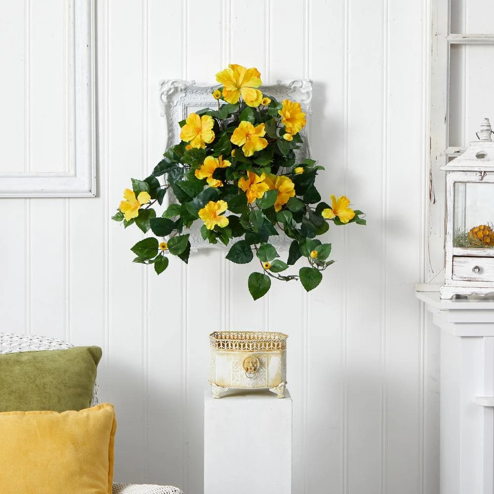 Indoor 24 In. Hibiscus Hanging Artificial Plant (2-Set) 4 Indoor 24 In. Hibiscus Hanging Artificial Plant (2-Set) - Image 2