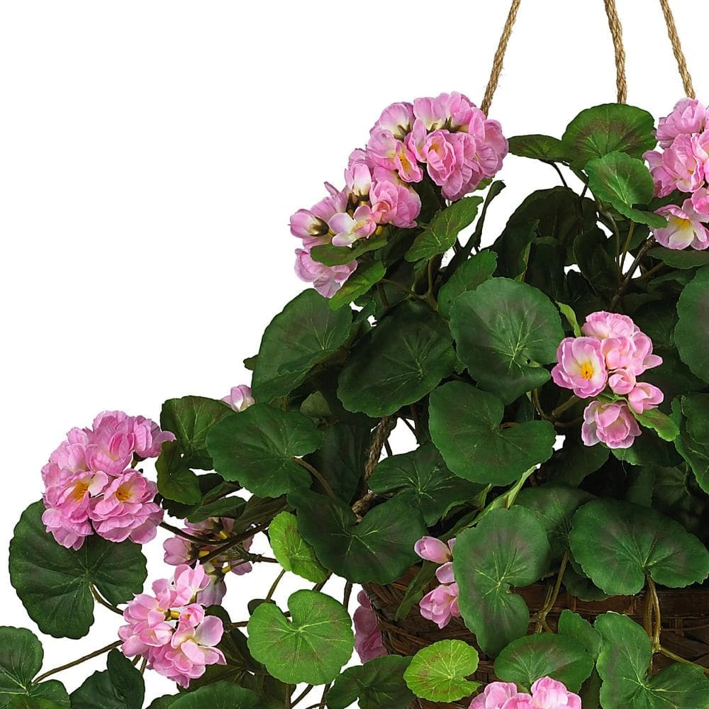 24 In. Artificial Geranium Floral Arrangement In Hanging Basket 4 24 In. Artificial Geranium Floral Arrangement In Hanging Basket - Image 2
