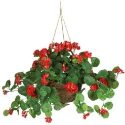 24 In. Artificial Geranium Silk Hanging Basket 9 24 In. Artificial Geranium Silk Hanging Basket -Artificial nearly natural artificial flowers 6609 rd 64 1000