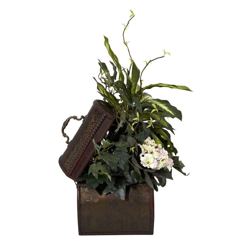 20 In. Artificial H Green African Violet, Dieffenbachia And Ivy With Chest Silk Plant 4 20 In. Artificial H Green African Violet, Dieffenbachia And Ivy With Chest Silk Plant - Image 2