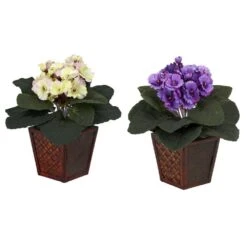 10 In. Artificial H Assorted African Violet Silk Plants With Vase, Set Of 2 9 10 In. Artificial H Assorted African Violet Silk Plants With Vase, Set Of 2 -Artificial nearly natural artificial flowers 6685 s2 31 1000