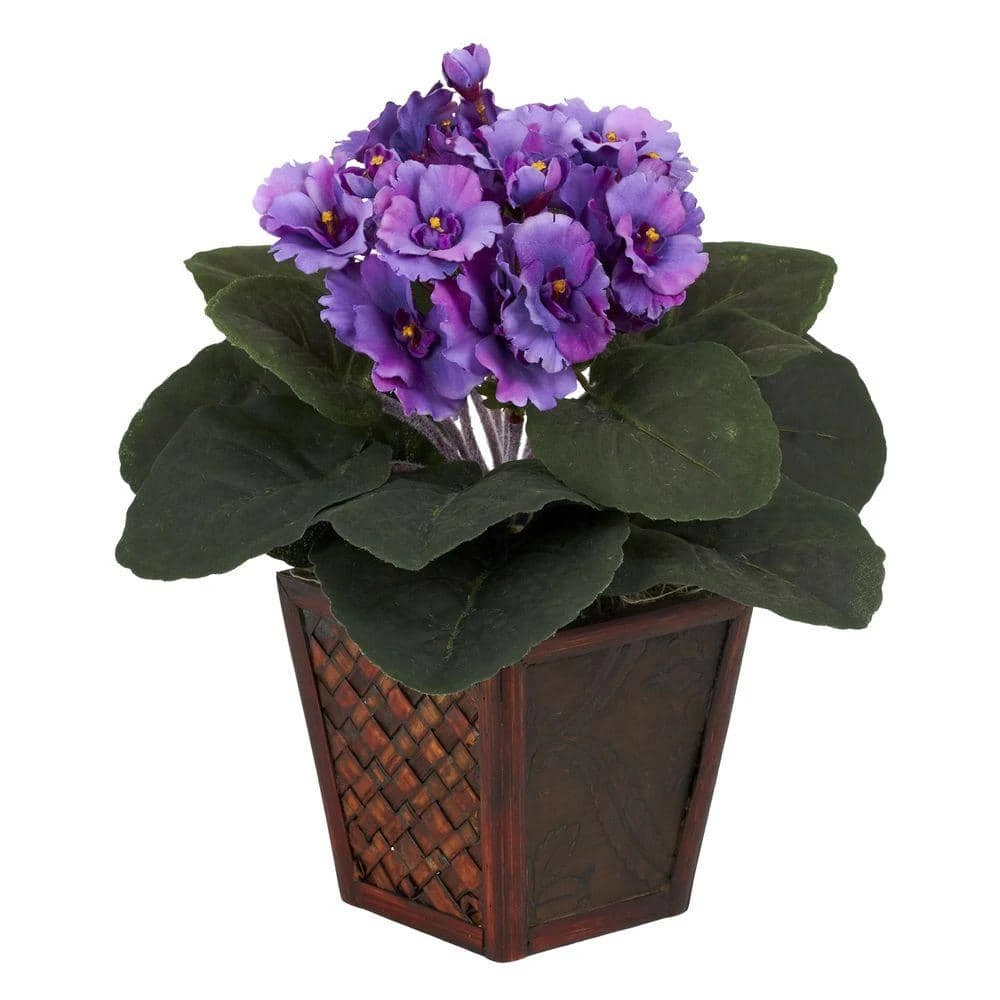 10 In. Artificial H Assorted African Violet Silk Plants With Vase, Set Of 2 5 10 In. Artificial H Assorted African Violet Silk Plants With Vase, Set Of 2 - Image 3