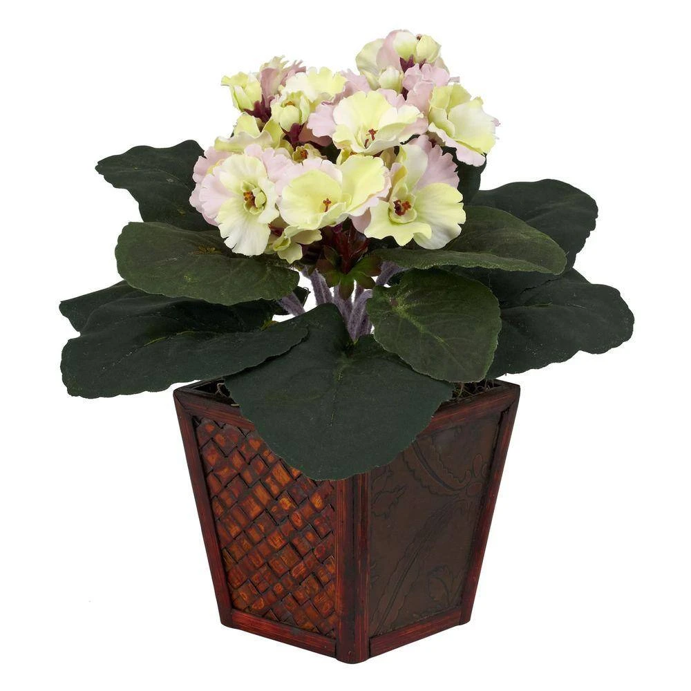 10 In. Artificial H Assorted African Violet Silk Plants With Vase, Set Of 2 4 10 In. Artificial H Assorted African Violet Silk Plants With Vase, Set Of 2 - Image 2