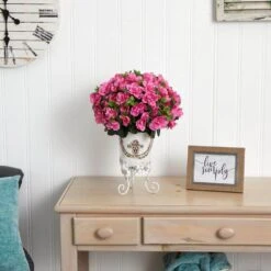 19 In. Artificial H Pink Azalea With Metal Planter Silk Plant 11 19 In. Artificial H Pink Azalea With Metal Planter Silk Plant -Artificial nearly natural artificial flowers 6687 31 1000