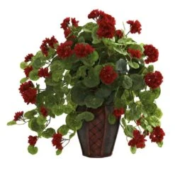 Artificial Geranium With Decorative Planter