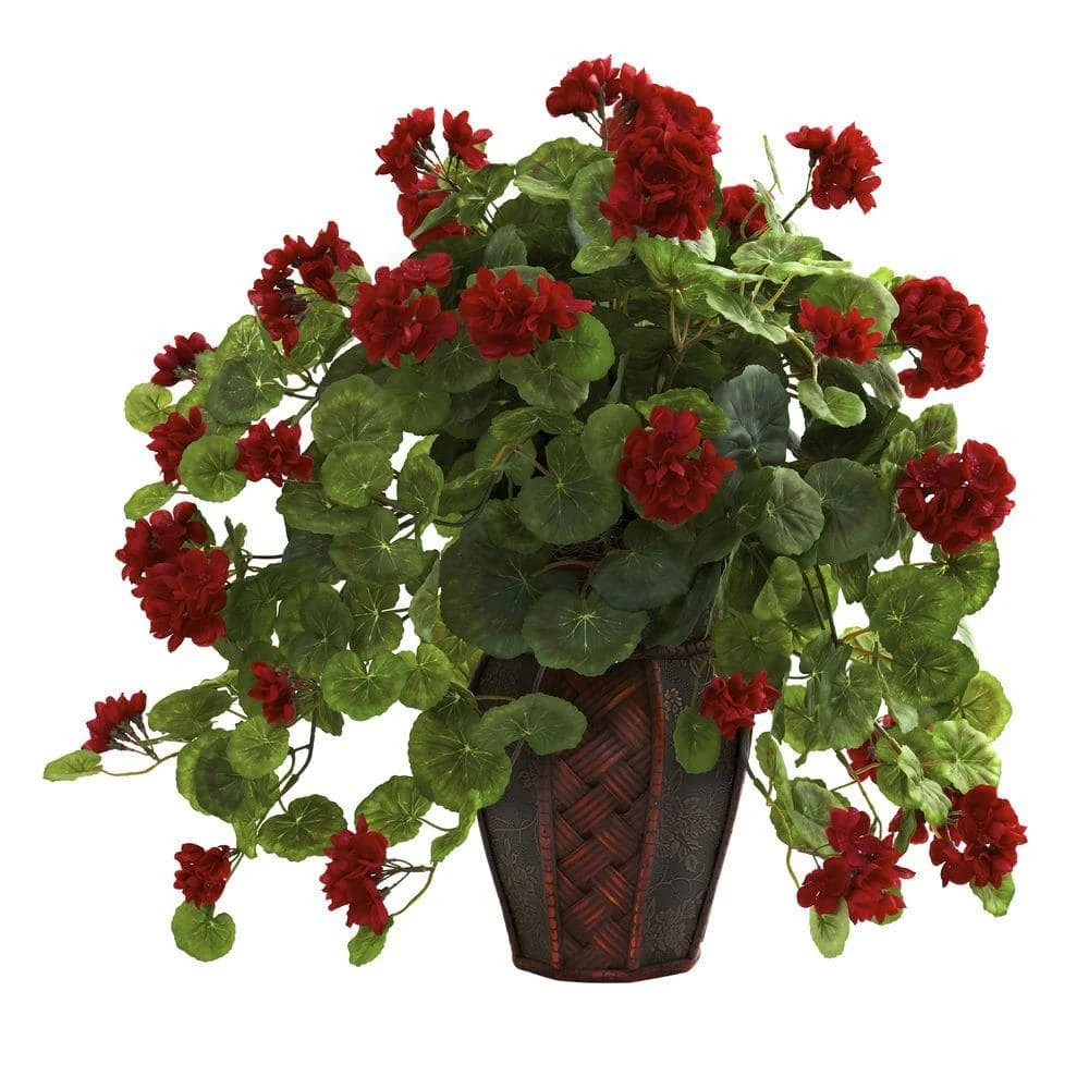 Artificial Geranium With Decorative Planter 3 Artificial Geranium With Decorative Planter