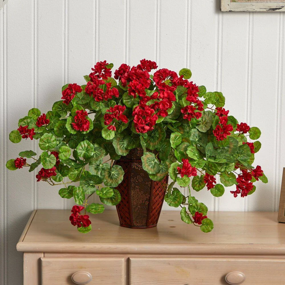 Artificial Geranium With Decorative Planter 4 Artificial Geranium With Decorative Planter - Image 2
