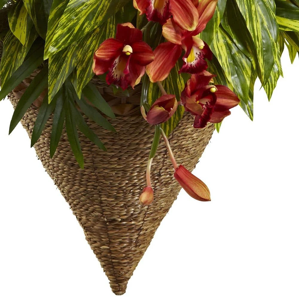 40 In. Artificial Mixed Tropical And Cymbidium Hanging Basket 5 40 In. Artificial Mixed Tropical And Cymbidium Hanging Basket - Image 3
