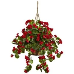Artificial Geranium Hanging Basket