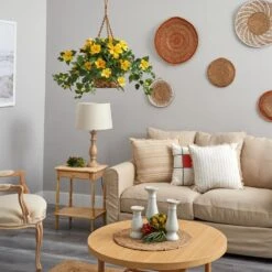 22 In. Artificial Hibiscus Hanging Basket 8 22 In. Artificial Hibiscus Hanging Basket -Artificial nearly natural artificial flowers 6866 yl 4f 1000