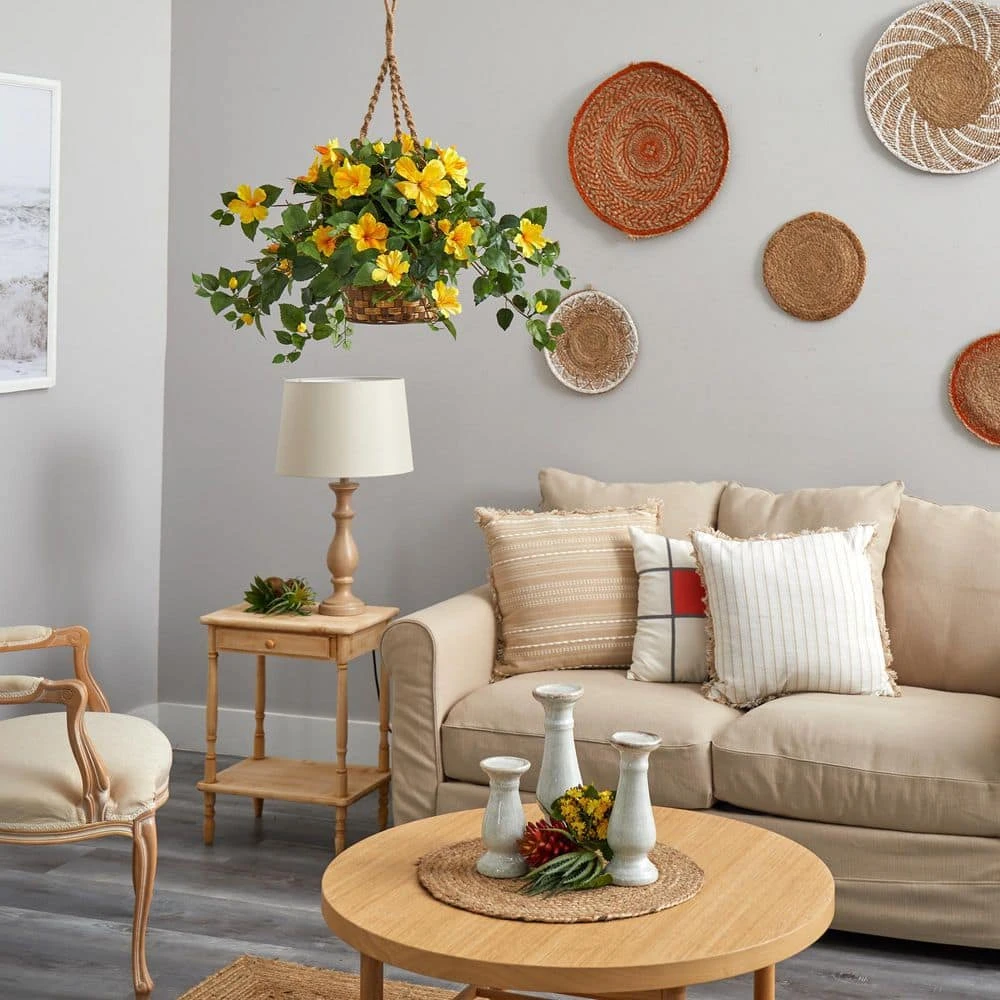 22 In. Artificial Hibiscus Hanging Basket 5 22 In. Artificial Hibiscus Hanging Basket - Image 3