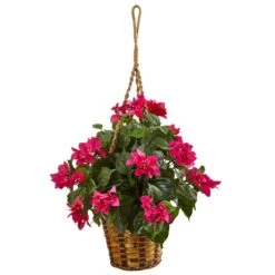 Indoor Bougainvillea Flowering Artificial Plant In Hanging Basket
