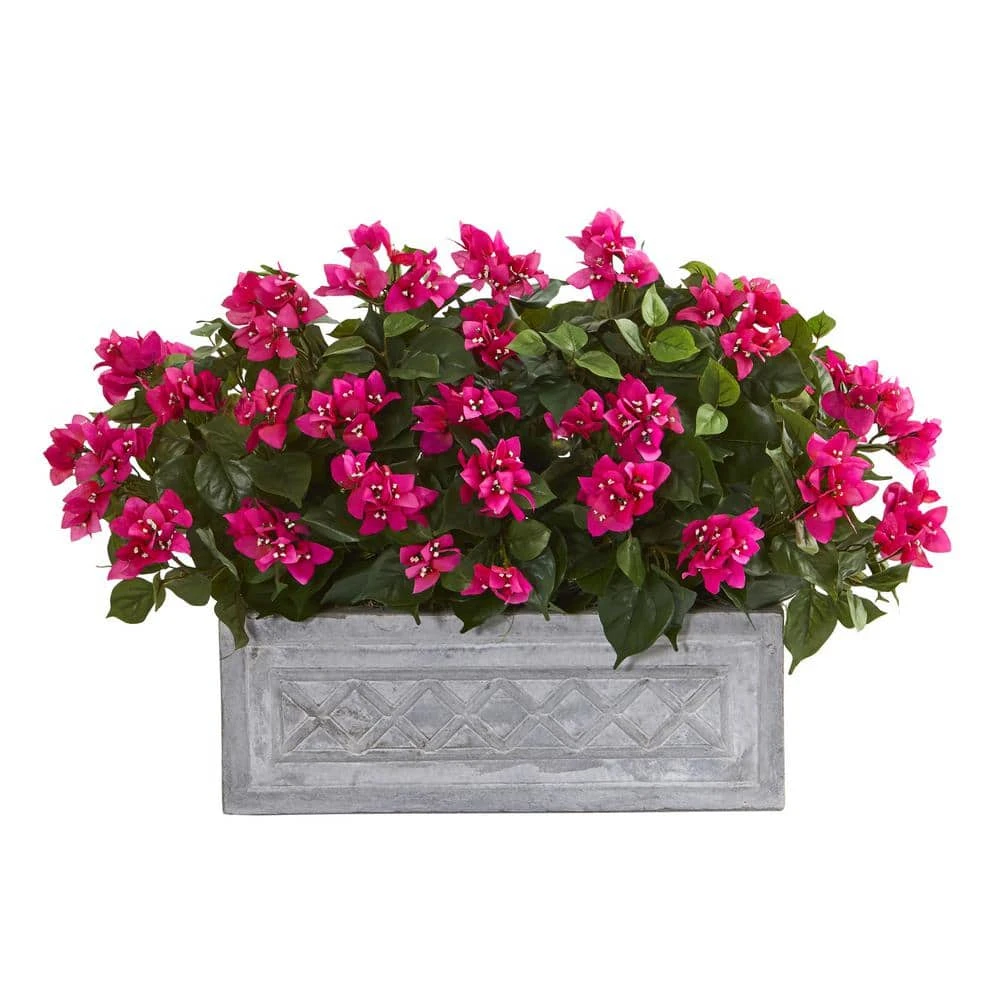 Indoor 30 In. Bougainvillea Artificial Plant In Stone Planter 3 Indoor 30 In. Bougainvillea Artificial Plant In Stone Planter