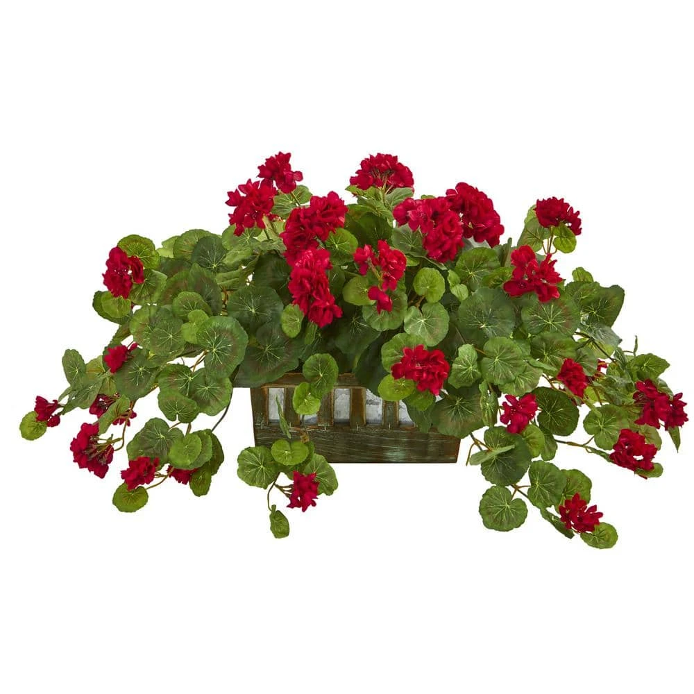 Indoor Geranium Artificial Plant In Decorative Planter 3 Indoor Geranium Artificial Plant In Decorative Planter