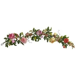 60 In. Artificial Mixed Peony And Berry Garland