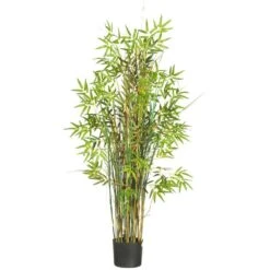 Indoor 5 Ft. Artificial Bamboo Grass Silk Plant In Pot