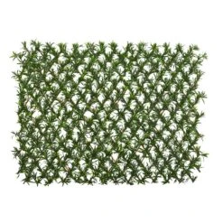 Expandable 58 In. H Podocarpus Artificial Privacy Fence Panel Hedge - UV Resistant And Waterproof
