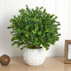Indoor/Outdoor Artificial Boxwood Artficial Plant In White Vase -Artificial nearly natural artificial shrubs 6310 31 1000