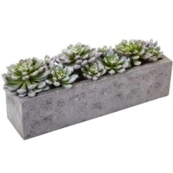 Artificial Succulent Garden With Textured Concrete Planter