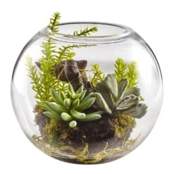 6.5 In. Artificial Mix Succulent Garden With Glass Vase