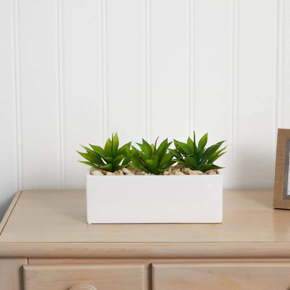 7 In. Artificial Agave Succulent In Rectangular Planter 6 7 In. Artificial Agave Succulent In Rectangular Planter - Image 5