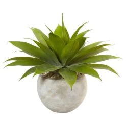 Indoor 24 In. Agave Artificial Plant In Sand Colored Bowl
