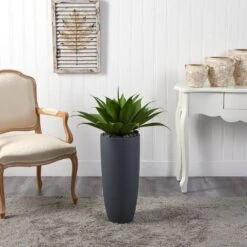 Indoor 38 In. H Agave Artificial Plant In Gray Cylinder Planter -Artificial nearly natural artificial succulents 6960 31 1000