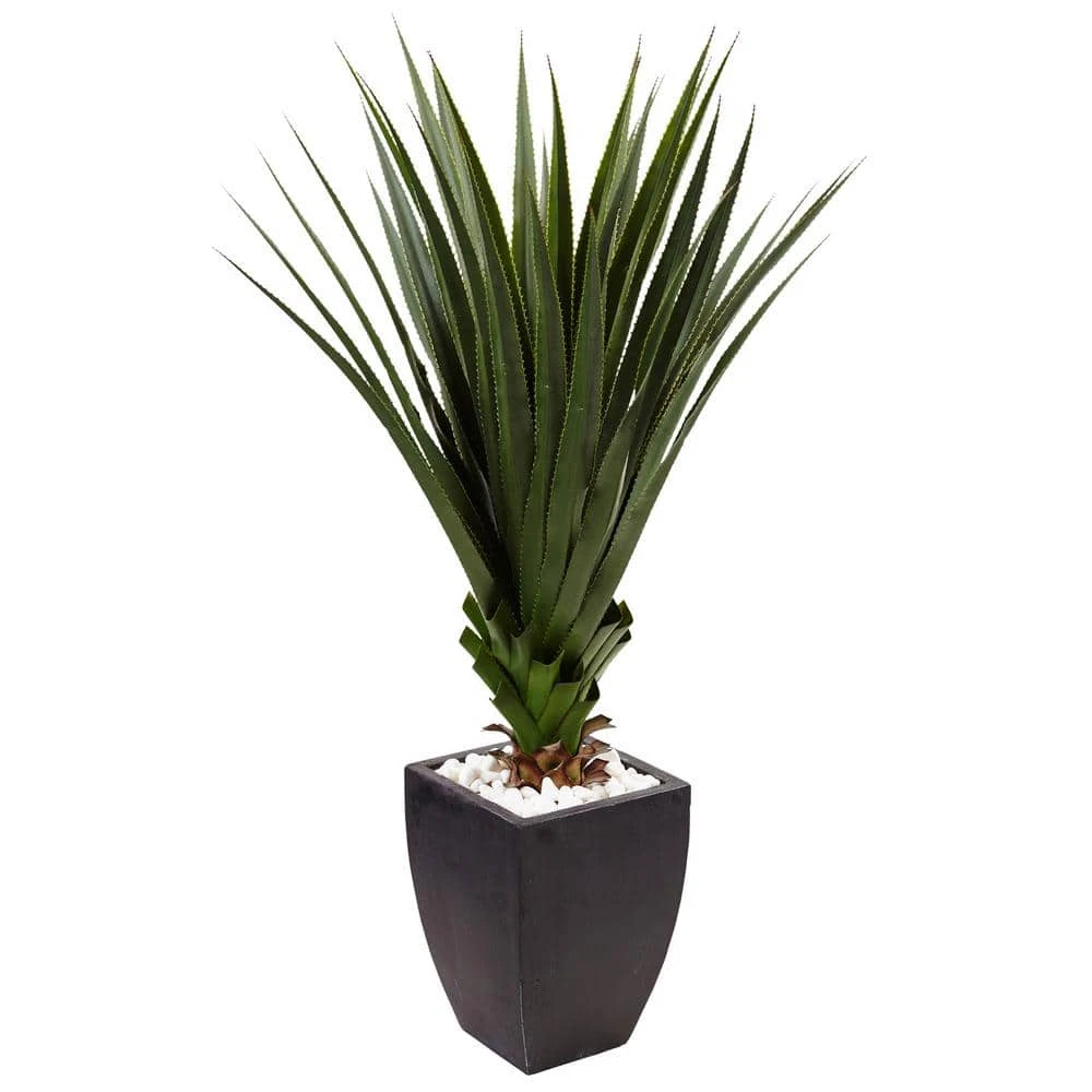 Indoor/Outdoor Spiked Agave Artificial Plant In Black Planter 3 Indoor/Outdoor Spiked Agave Artificial Plant In Black Planter